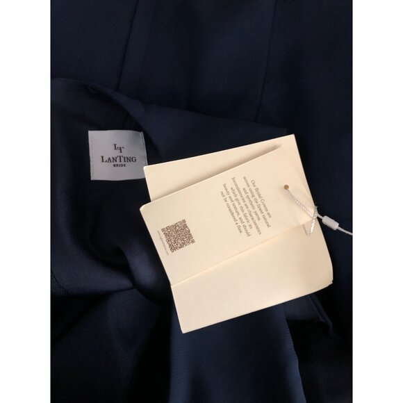 LanTing Bride Blouse Set Women Size XL Navy Blue Sleeveless Top & Lace Overlay - Picture 8 of 9